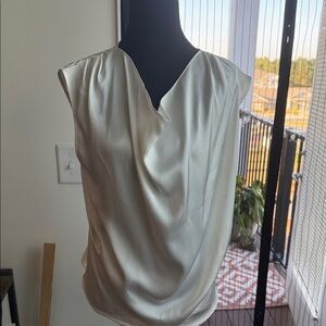 H&M Ivory Draped Sleeveless Blouse